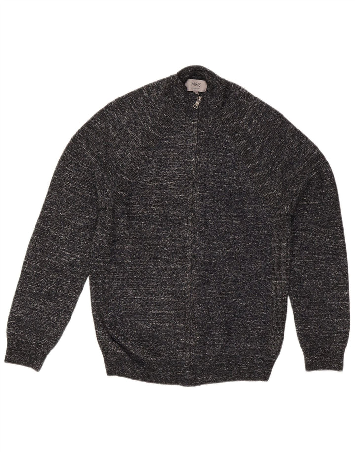 Marks & Spencer Herren-Strickjacke, klein, schwarz geflecktes Polyester