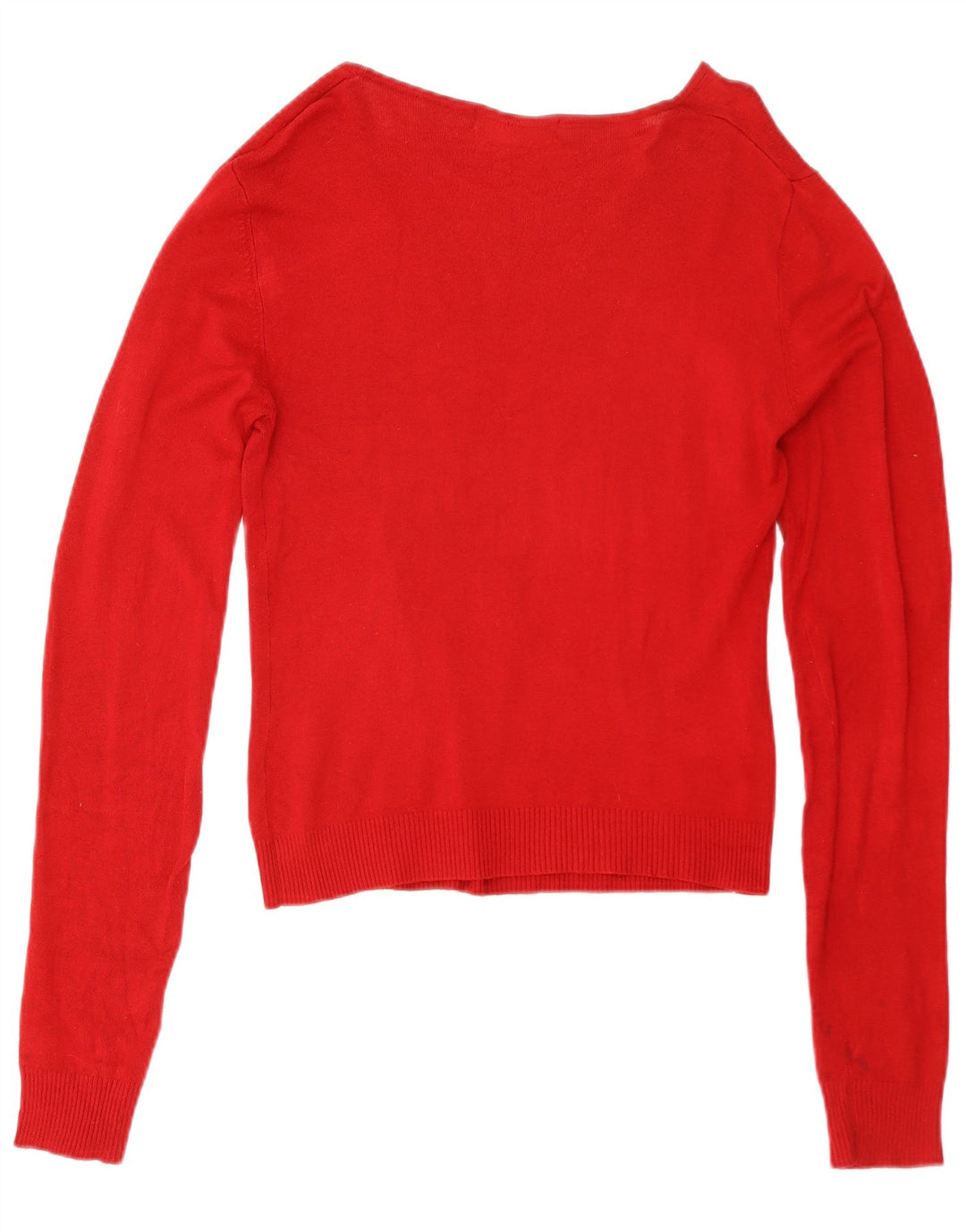 Zara Damen-Pullover mit V-Ausschnitt, UK 14, Größe L, roter Rayon