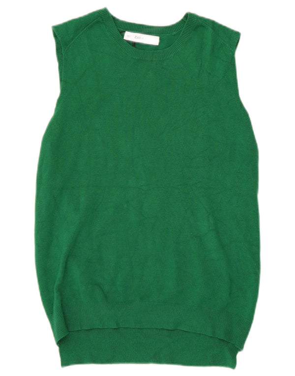 Zara Damen Weste Tank Top UK 12 Mittelgrüne Viskose