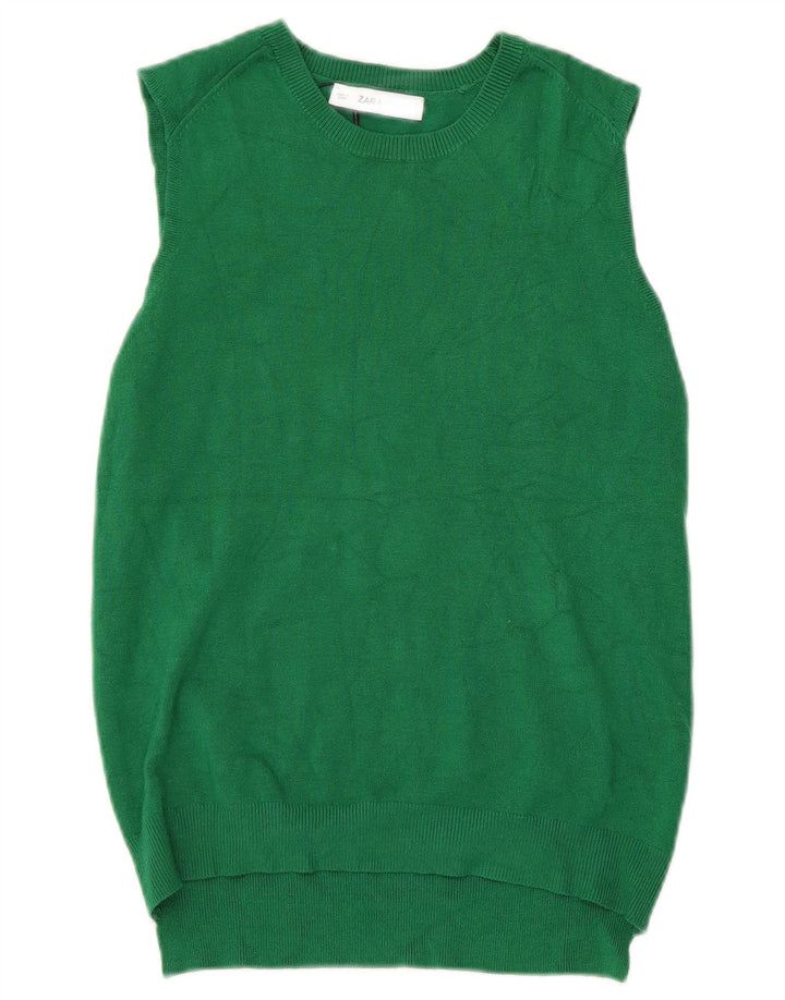 Zara Damen Weste Tank Top UK 12 Mittelgrüne Viskose