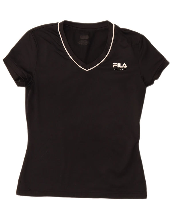 FILA Damen T-Shirt Top UK 6 XS Schwarz