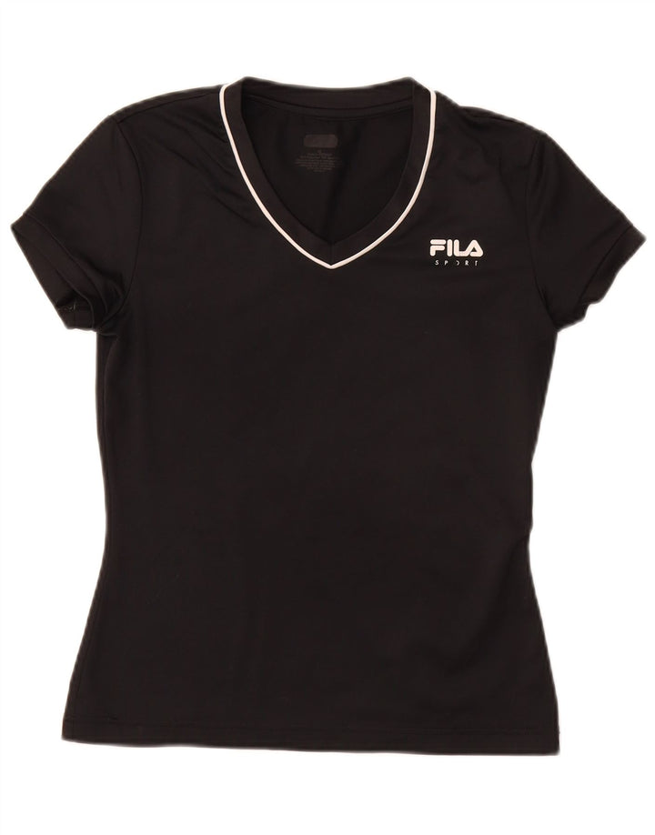 FILA Damen T-Shirt Top UK 6 XS Schwarz