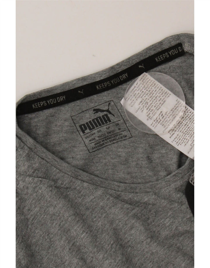 Puma Herren Grafik-T-Shirt-Oberteil aus mittelgrauer Colourblock-Baumwolle
