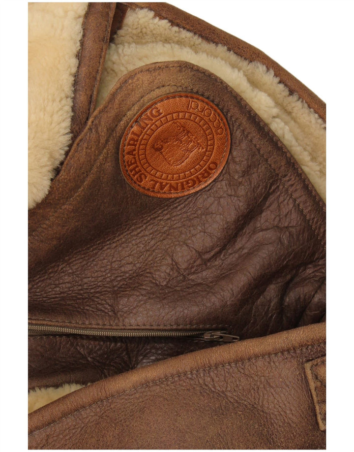 Vintage Herren Shearling Jacke UK 42 XL Braun Shearling