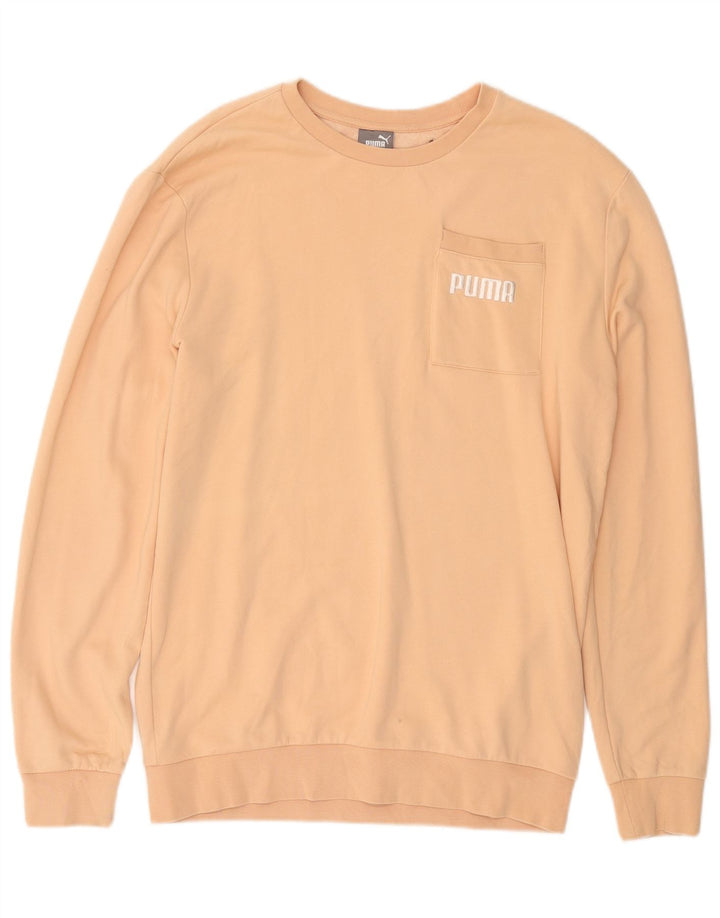 PUMA Damen Übergroßer Sweatshirt-Pullover UK 14 Mittelgelbe Baumwolle