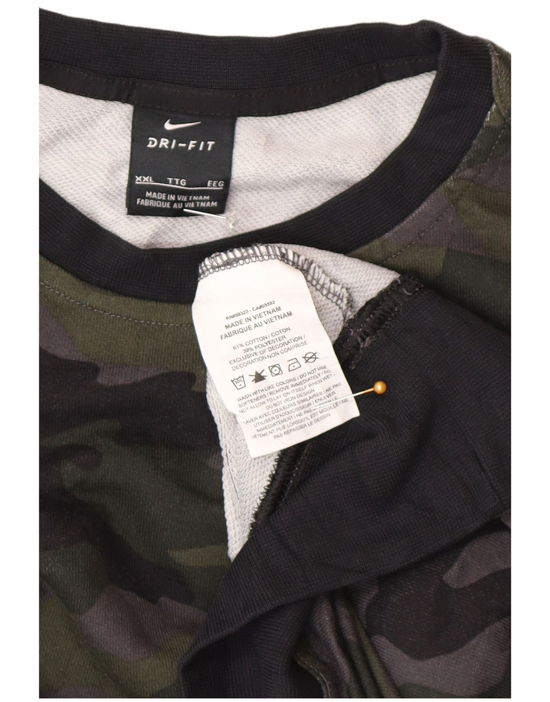 Nike Damen Dri Fit Übergroßer Sweatshirt-Pullover UK 20 2XL Graue Tarnung