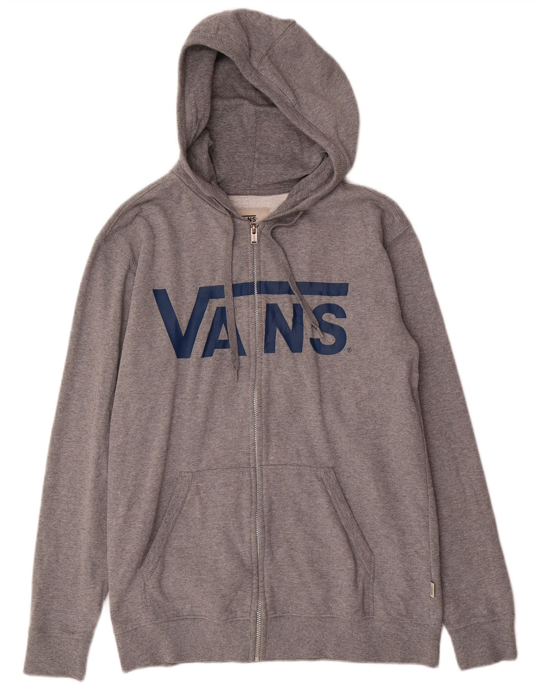 VANS Herren-Kapuzenpullover mit grafischem Reißverschluss, mittelgraue Baumwolle