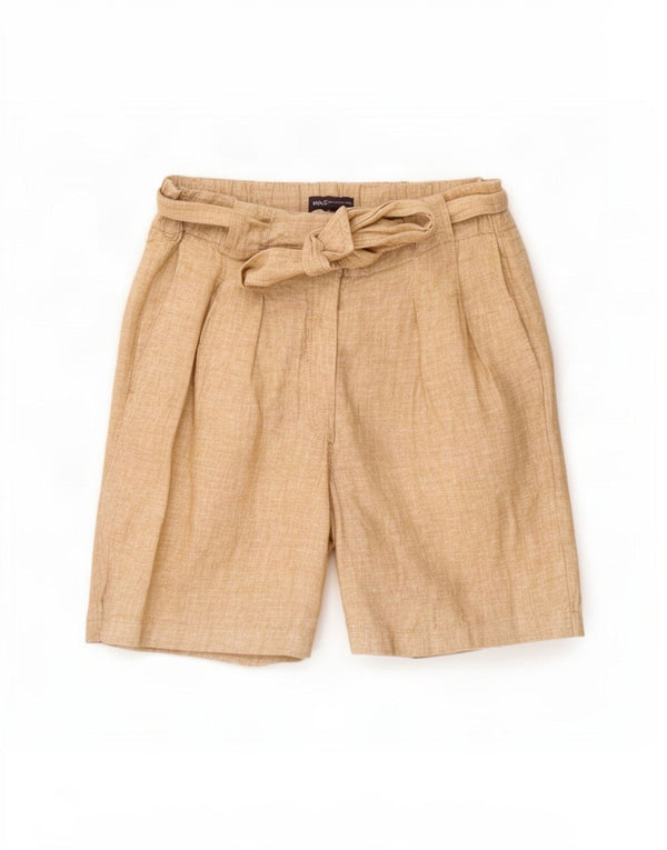 Marks & Spencer Damen-Chinoshorts mit hoher Taille, UK 10, Größe S, W28, Beige, Leinen