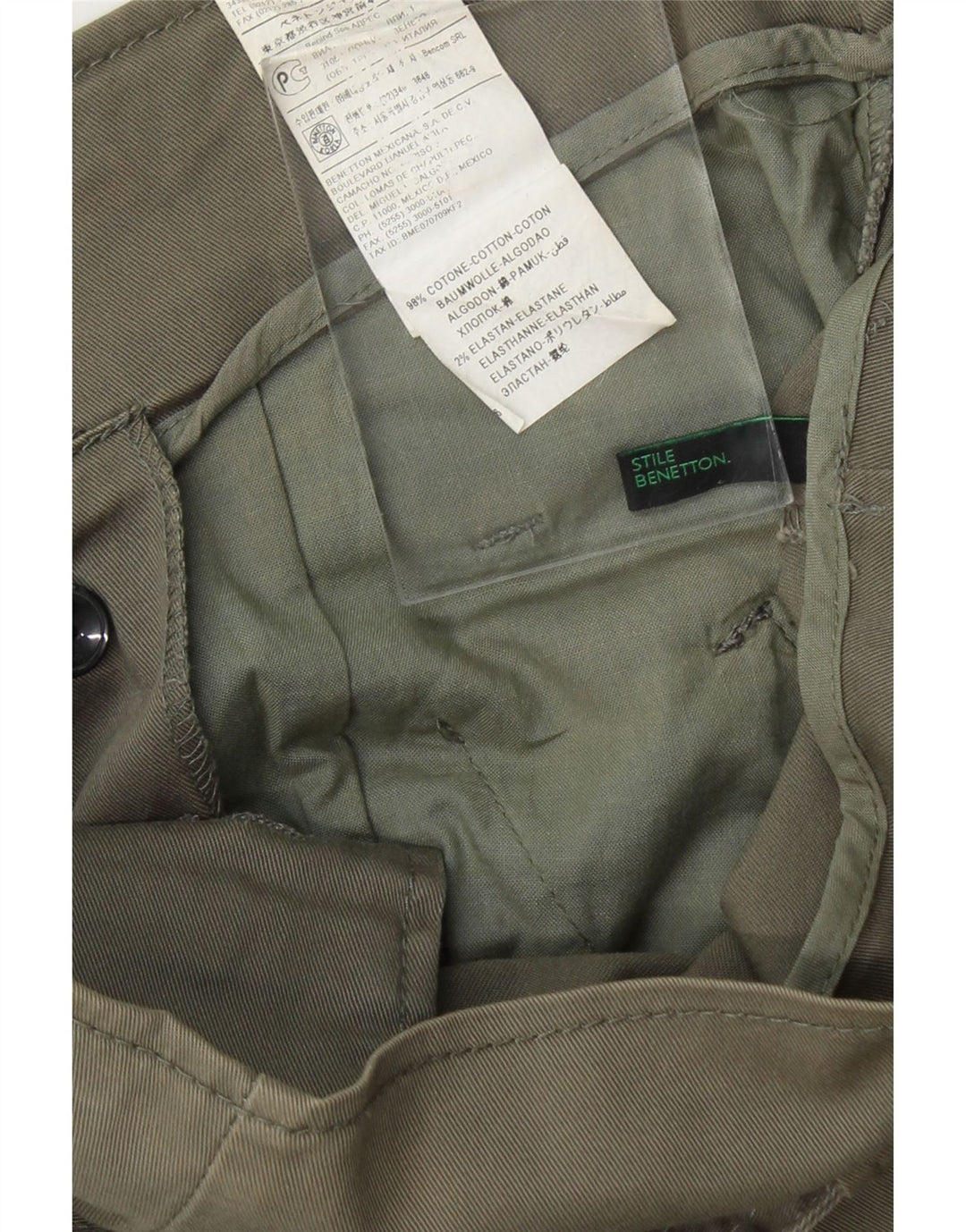 BENETTON Womens A-Line Skirt IT 42 Medium W30 Khaki Cotton Vintage Benetton and Second-Hand Benetton from Messina Hembry 