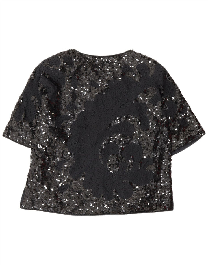 Vintage Damen Bluse Top IT 46 Large Schwarz