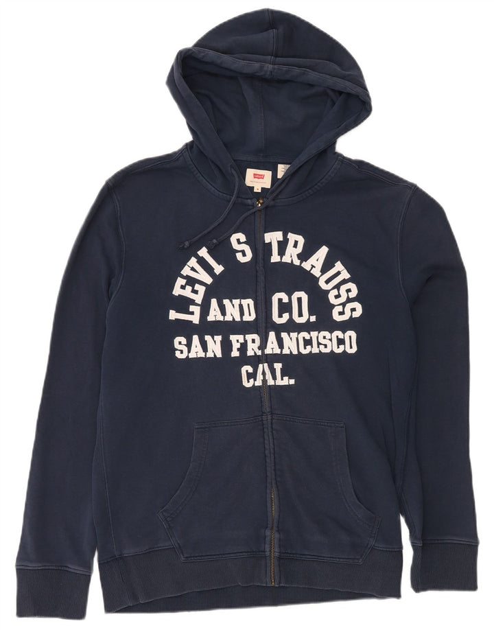 LEVI'S Herren-Kapuzenpullover mit grafischem Reißverschluss, mittelmarineblaue Baumwolle