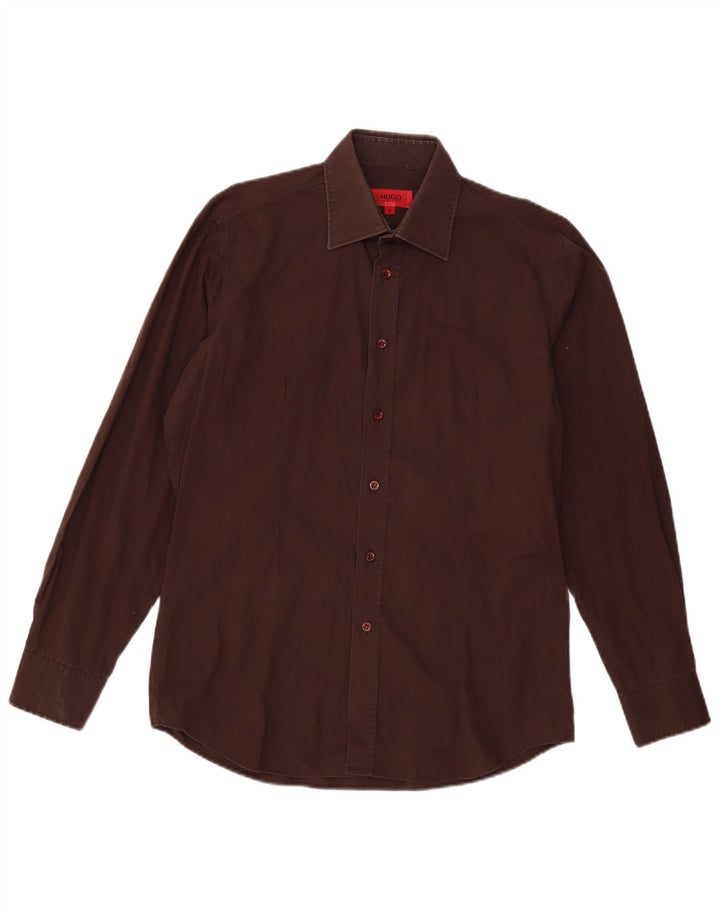 Hugo Boss Herrenhemd mittelbraune Baumwolle