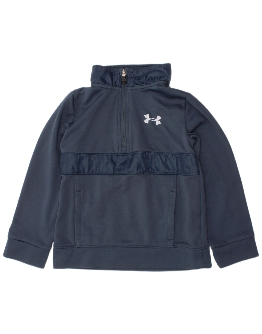 UNDER ARMOUR Jungen-Sweatshirt mit Reißverschluss am Hals, 5–6 Jahre, marineblaues Polyester