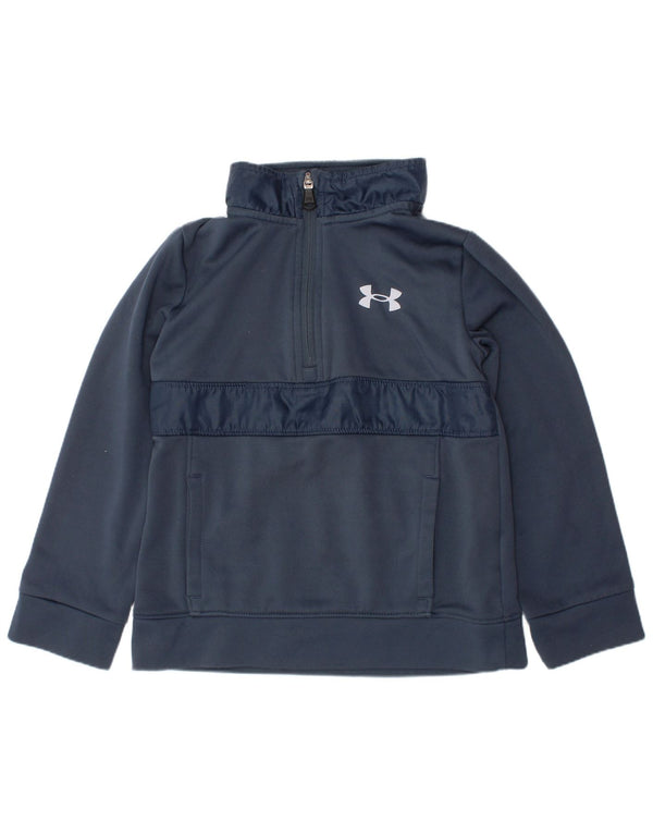UNDER ARMOUR Jungen-Sweatshirt mit Reißverschluss am Hals, 5–6 Jahre, marineblaues Polyester
