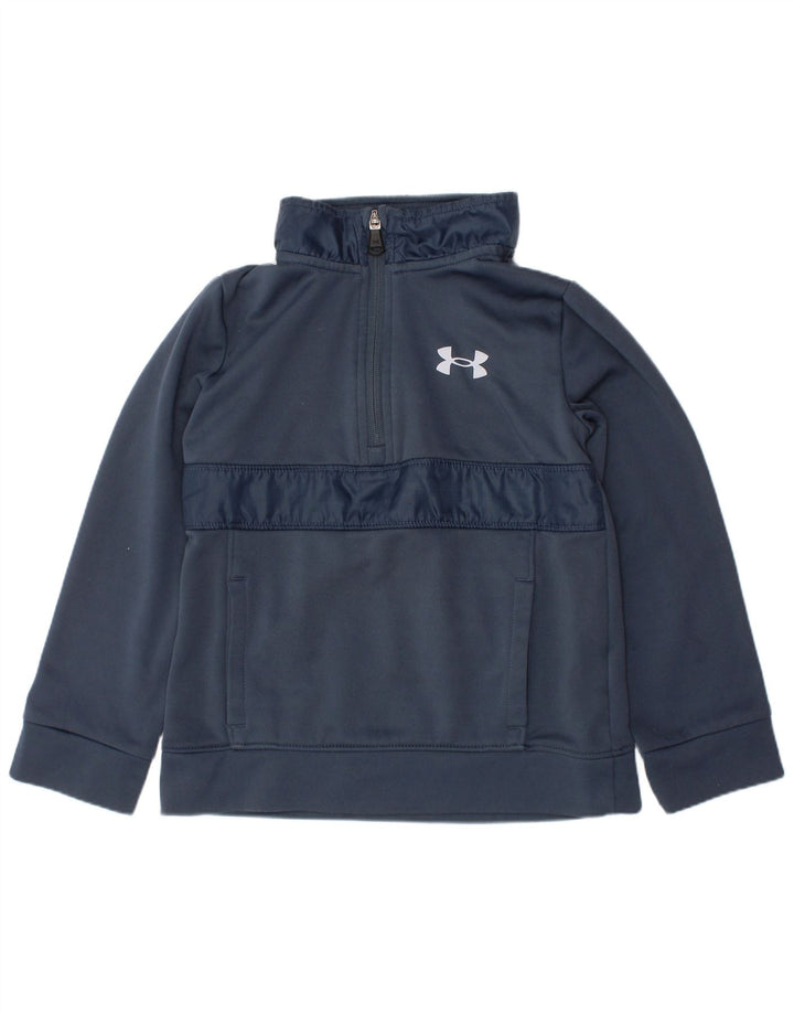UNDER ARMOUR Jungen-Sweatshirt mit Reißverschluss am Hals, 5–6 Jahre, marineblaues Polyester