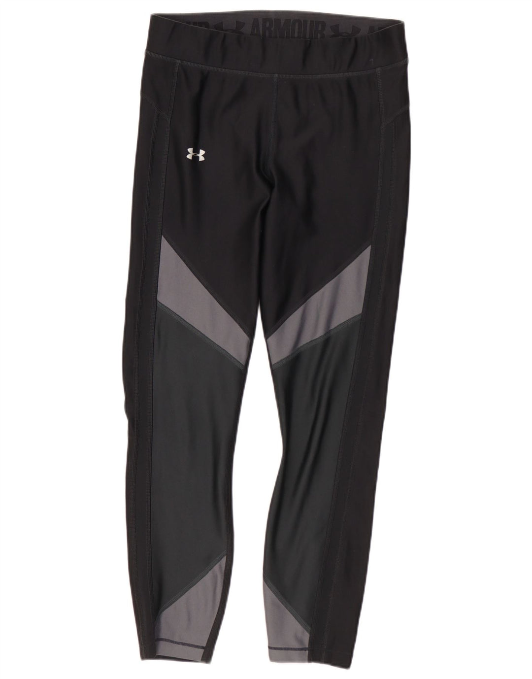 Under Armour Damen Leggings UK 12 Mittelschwarzes Colourblock-Polyester