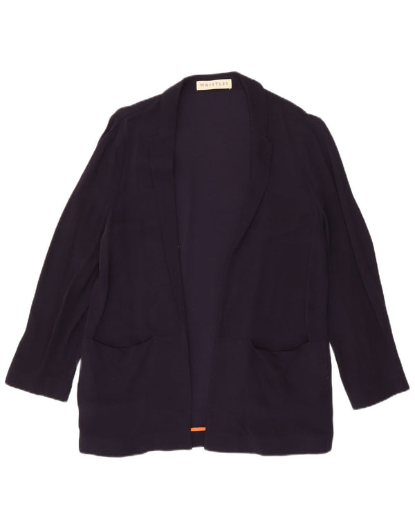 WHISTLES Offene Damen-Blazerjacke UK 12 Mittelmarineblaue Viskose