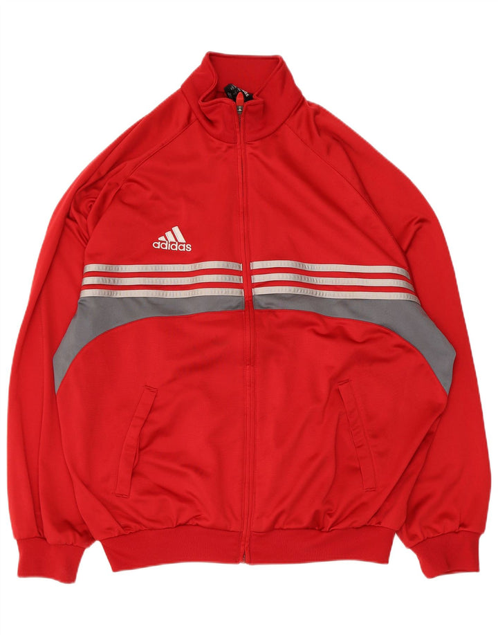 Adidas Herren-Trainingsanzugoberteil, UK-Größe 44/46, großes rotes Colourblock-Polyester