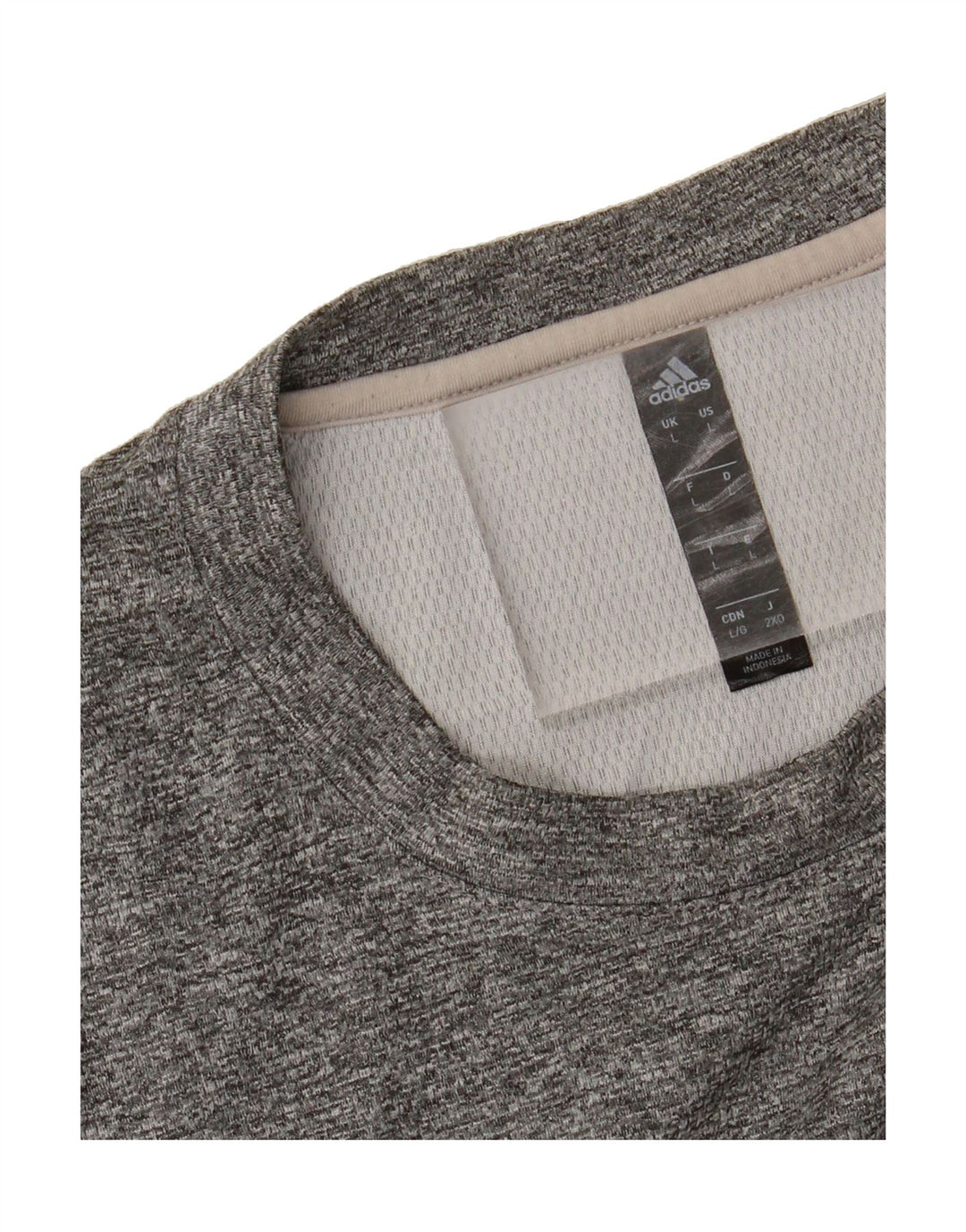 ADIDAS Mens T-Shirt Top Large Grey Flecked Polyester Vintage Adidas and Second-Hand Adidas from Messina Hembry 