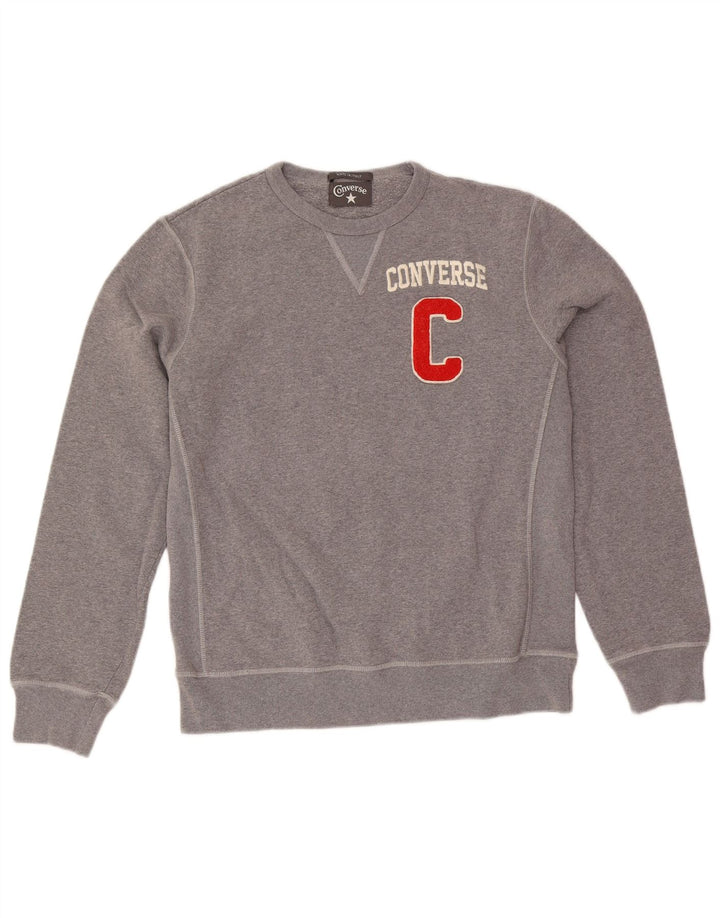 Converse Herren Grafik-Sweatshirt-Pullover aus mittelgrauer Baumwolle