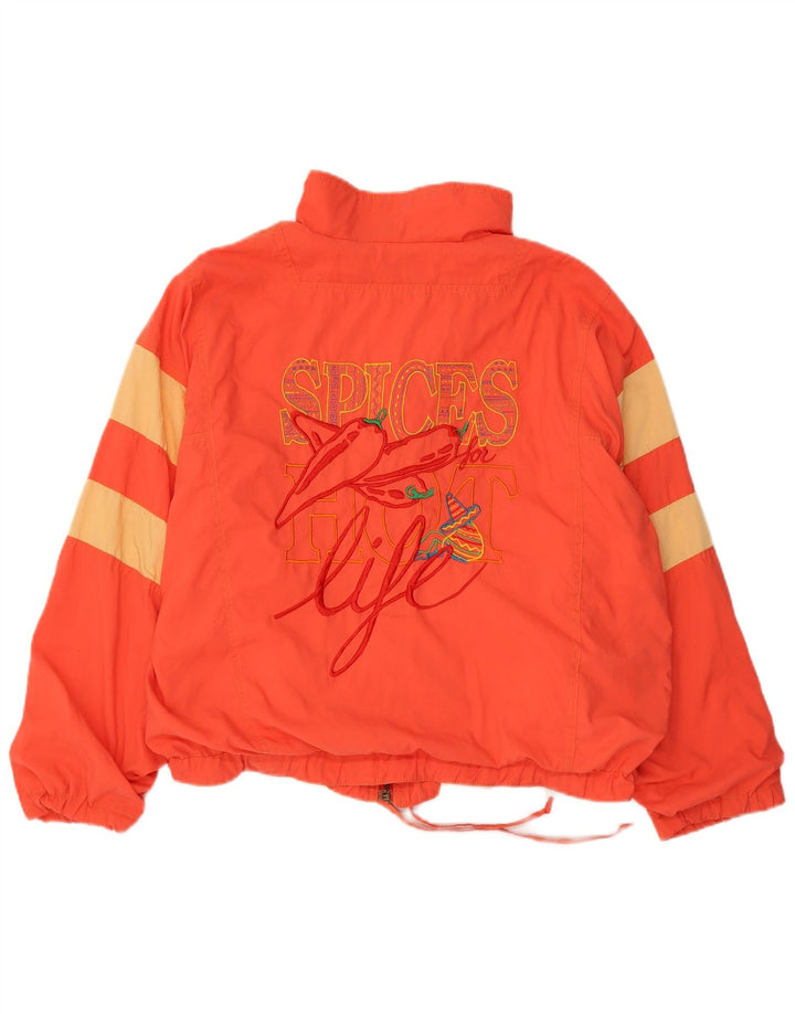 VINTAGE Damen-Trainingsanzug-Top-Jacke UK 12 Mittelorange Farbblock