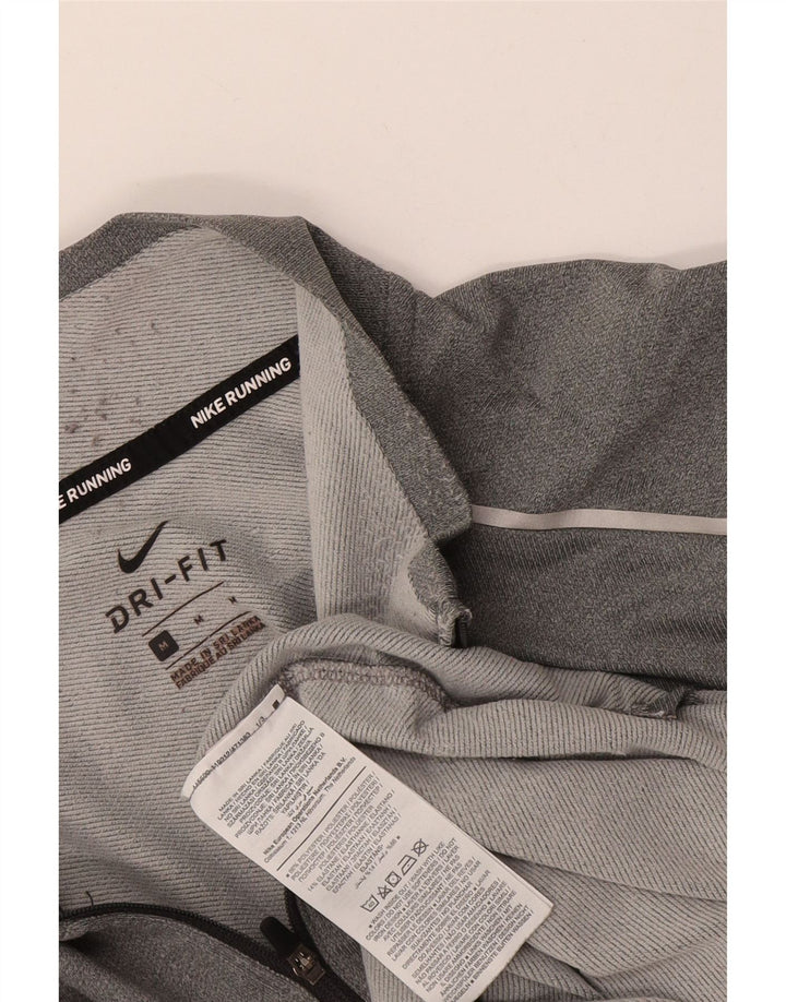 Nike Herren Dri Fit Zip Neck Top Langarm Mittelgraues Polyester
