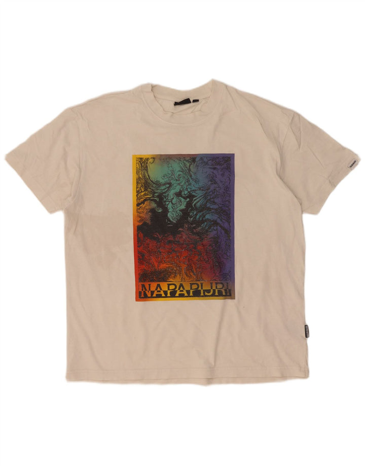 Napapijri Herren Grafik-T-Shirt-Oberteil Mittelweiß