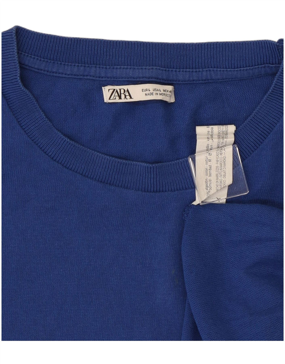 Zara Herren T-Shirt Top Large Blau Baumwolle
