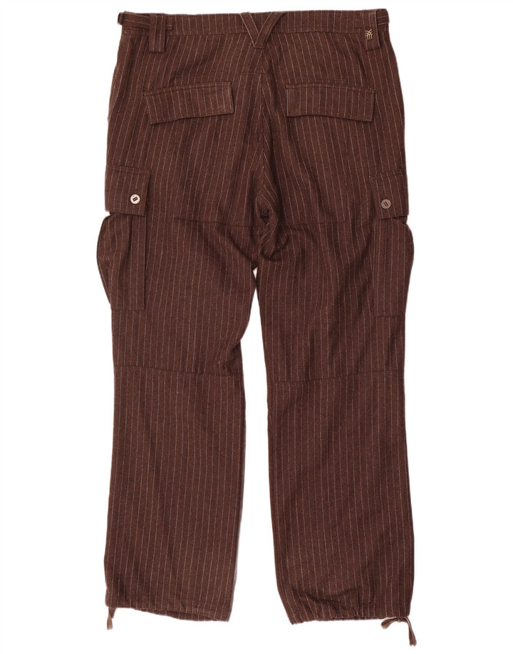 Fenchurch Gerade Herren-Cargohose W36 L33 Braunes Nadelstreifen-Polyester