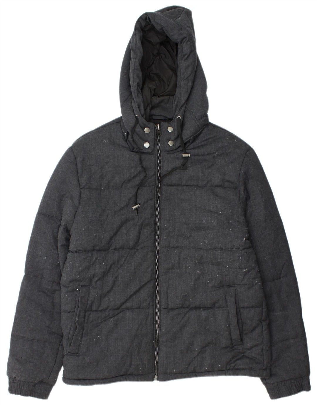 French Connection Herren-Jacke mit Kapuze, gepolstert, UK 42, XL, schwarze Wolle