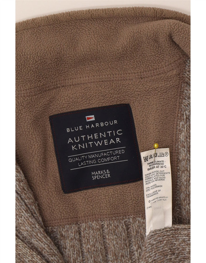 Marks & Spencer Herren-Strickjacke, groß, braun gesprenkelte Wolle