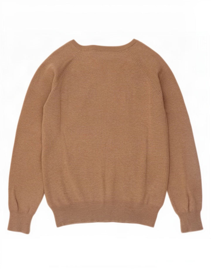 Zara Damen-Pullover mit V-Ausschnitt, UK 12, mittelbeige Baumwolle