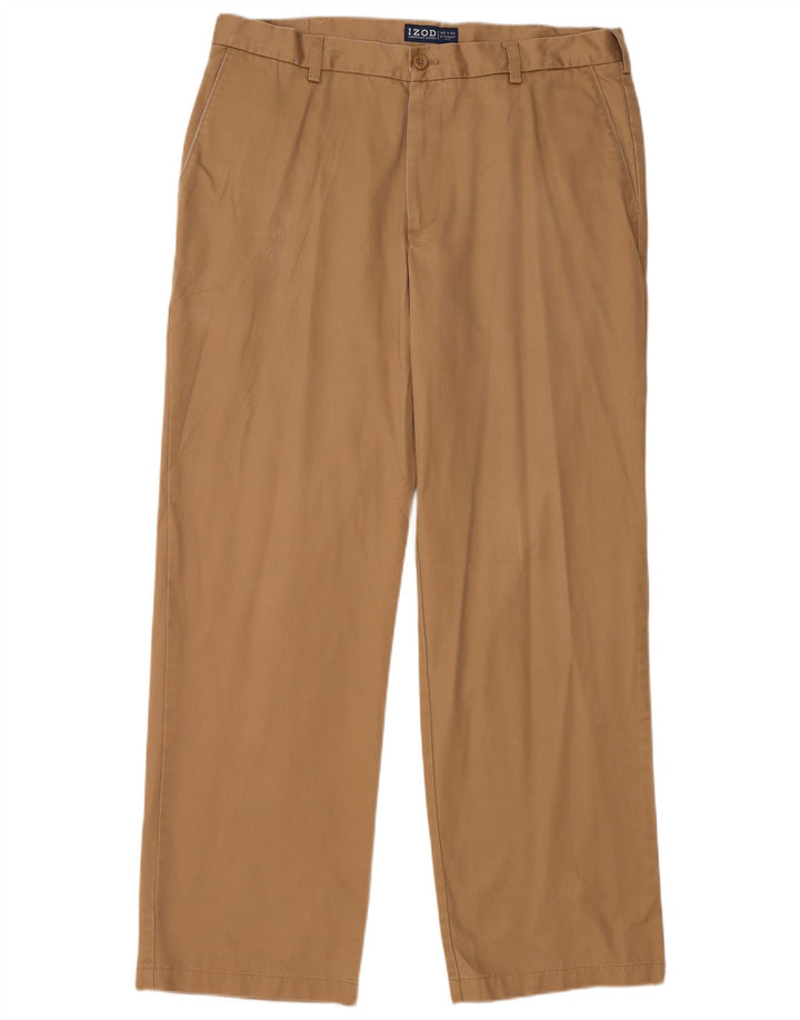 IZOD Herren gerade Chinohose W36 L32 Beige Baumwolle