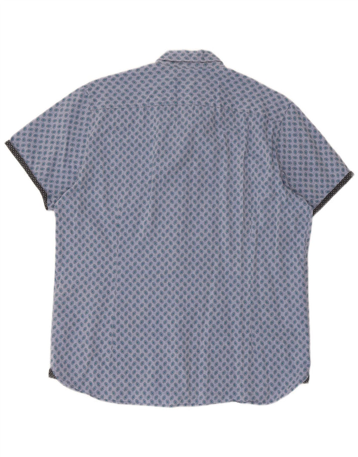 Ted Baker Herren-Kurzarmhemd, Größe 5, XL, blau gepunktete Baumwolle