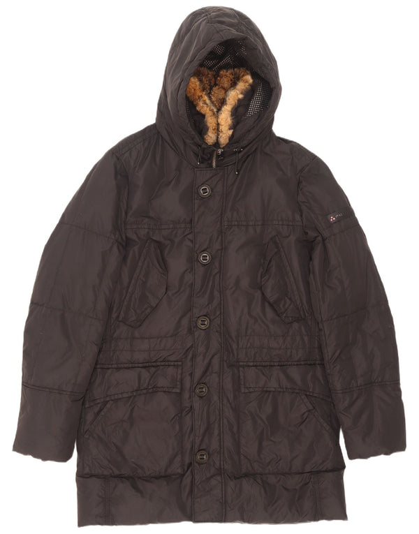 PEUTEREY Herren-Mantel mit Kapuze, gepolstert, UK 40, Größe L, Schwarz, Polyester