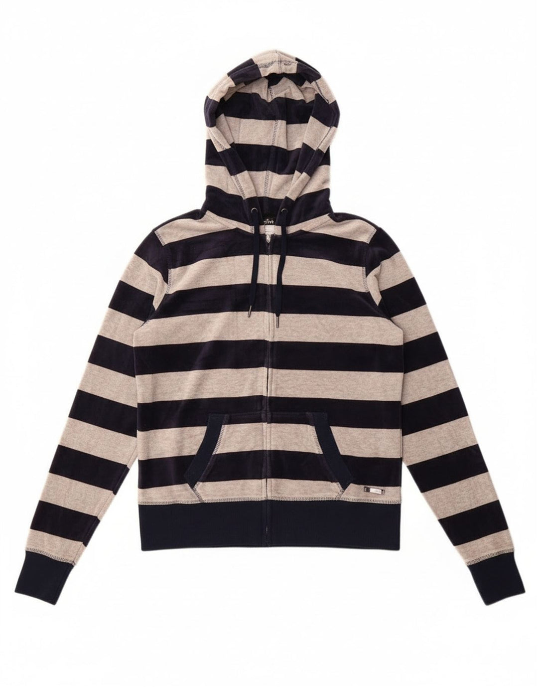 Calvin Klein Damen-Kapuzenpullover mit Reißverschluss, UK 10, Größe S, Marineblau gestreift