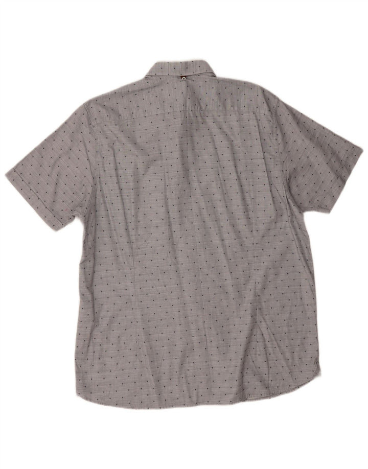 Ted Baker Herren-Kurzarmhemd, Größe 5, XL, grau gefleckte Baumwolle