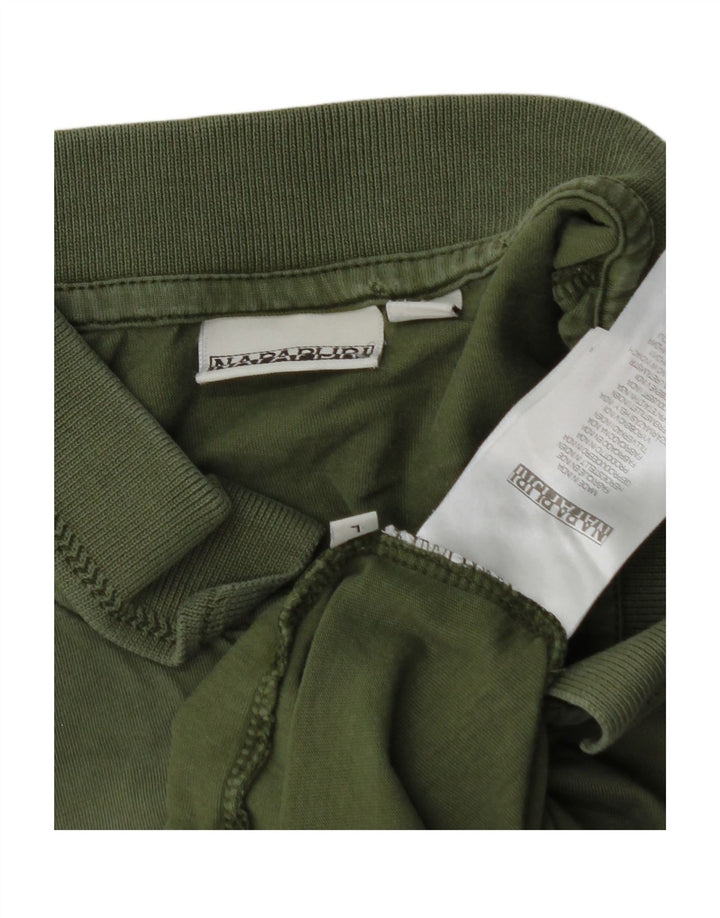 NAPAPIJRI Mens Polo Shirt Large Green Cotton