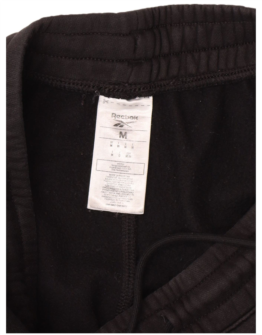 REEBOK Mens Graphic Tracksuit Trousers Joggers Medium  Black Cotton