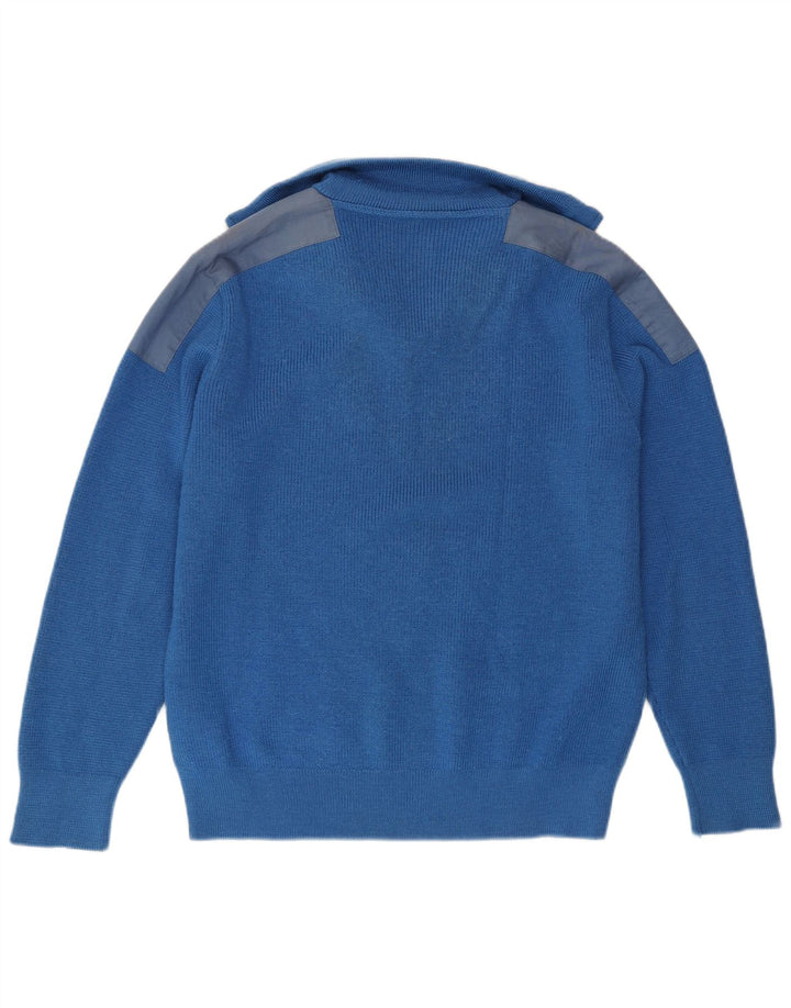 Vintage Herren-Pullover mit Reißverschluss, groß, blau, Farbblock