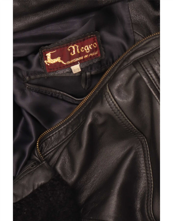 Vintage Herren Lederjacke IT 52 XL Schwarz
