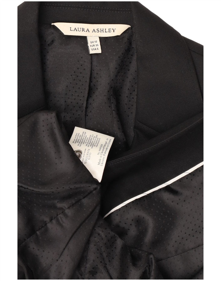 Laura Ashley Damen 1-Knopf-Blazer-Jacke, UK 10, kleine schwarze Wolle