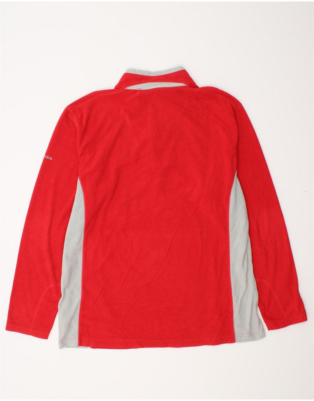 COLUMBIA Herren-Fleecepullover mit Reißverschluss am Hals, XL, rotes Farbblock-Polyester