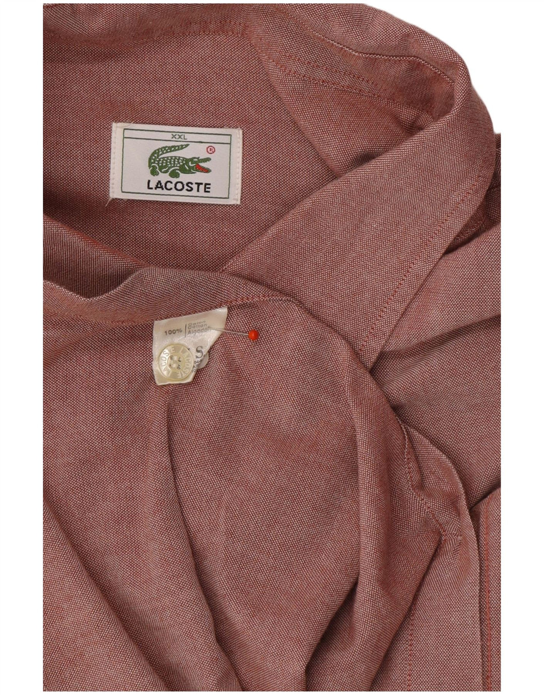 LACOSTE Mens Shirt 2XL Maroon Cotton