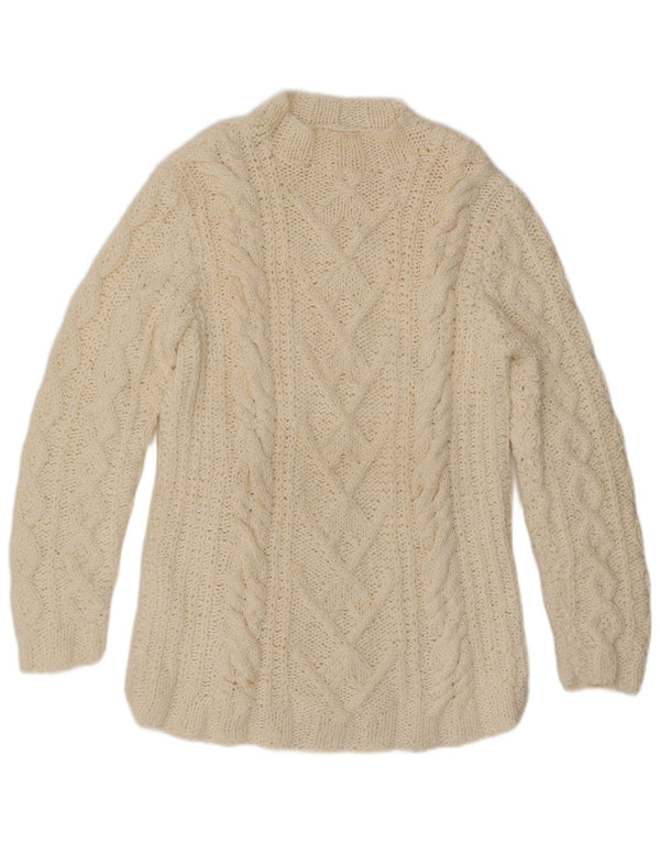 VINTAGE Damen Rollkragenpullover Pullover UK 16 Large Off White