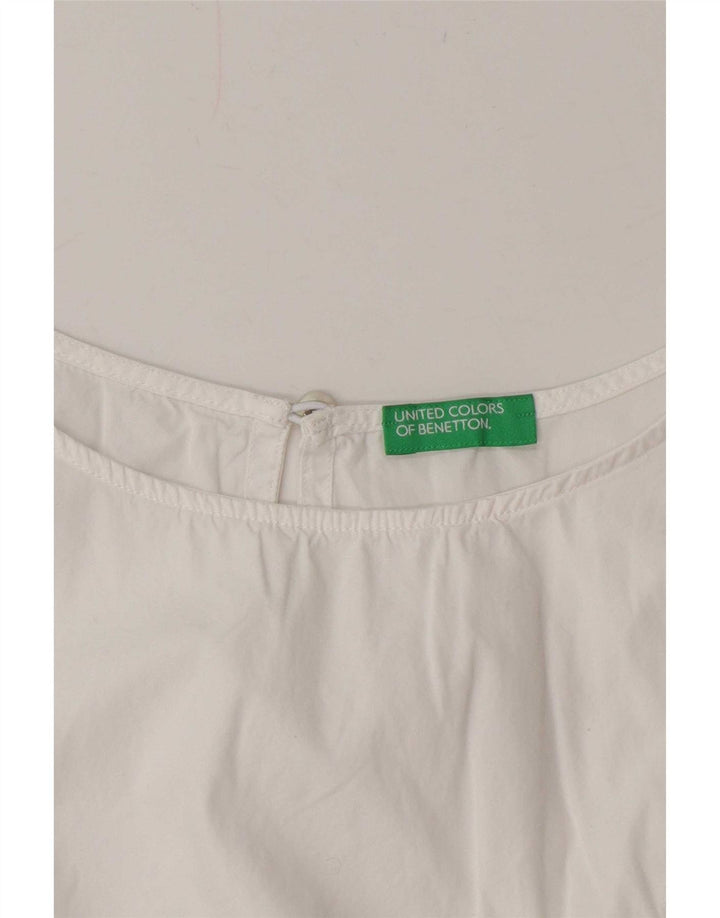 Benetton Damen ärmelloses Blusenoberteil UK 12 Mittelweiß