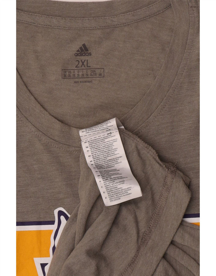 Adidas Herren Washington Huskies Grafik T-Shirt Top 2XL Grau Polyester