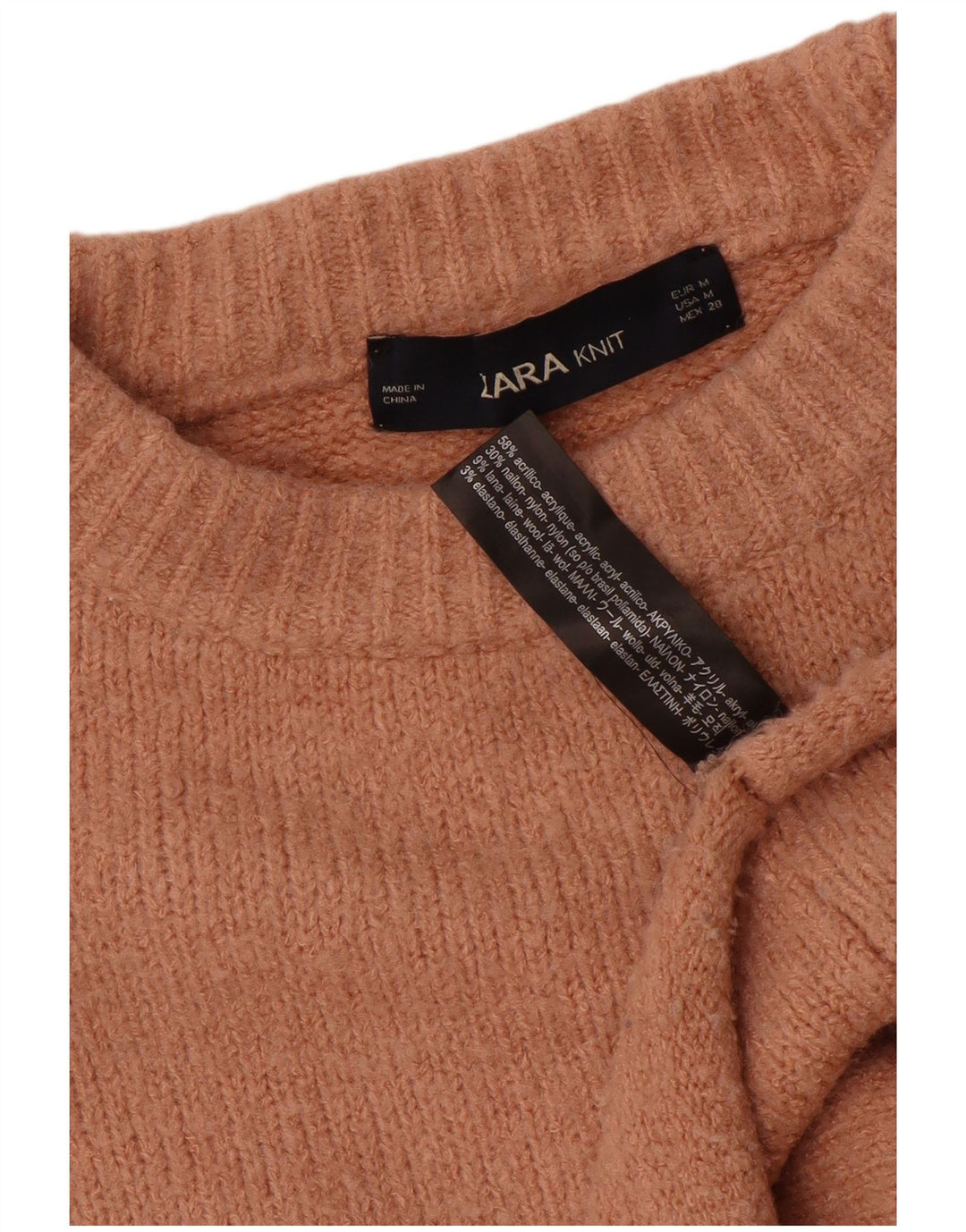 Zara Damen Crop Oversized Pullover mit Rundhalsausschnitt, UK 14, Mittelbraun