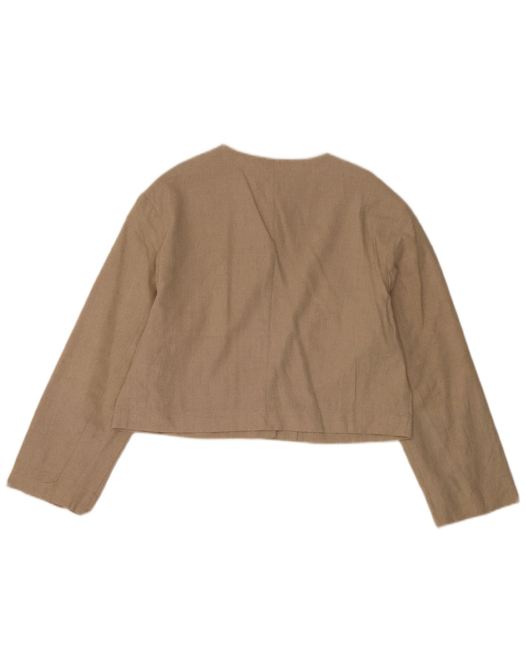 Zara Damen Crop 4 Button Blazer Jacke UK 14 Medium Beige Polyester