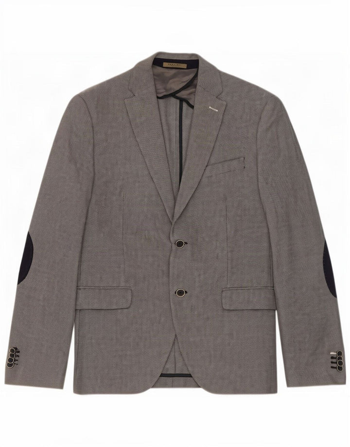 Zara Herren 2-Knopf-Blazerjacke EU 52 Large Grau